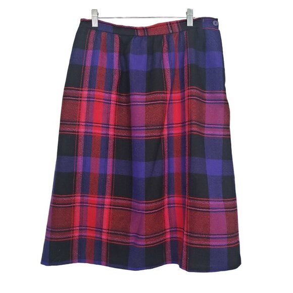Jack Winter Dresses & Skirts - Vintage Jack Winter Plaid Midi Skirt 100% Wool Pockets Womens Plus Size 16